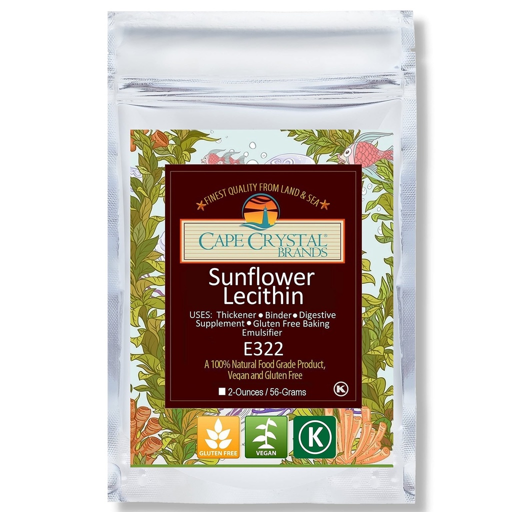 Cape Crystal Sunflower Λεκιθίνη σκόνη 100% Φυσικό και χωρίς γλουτένη. Είναι το Vegan, μη-GMO Εναλλακτική σε σκόνη λεκιθίνης σόγιας (2-oz.)