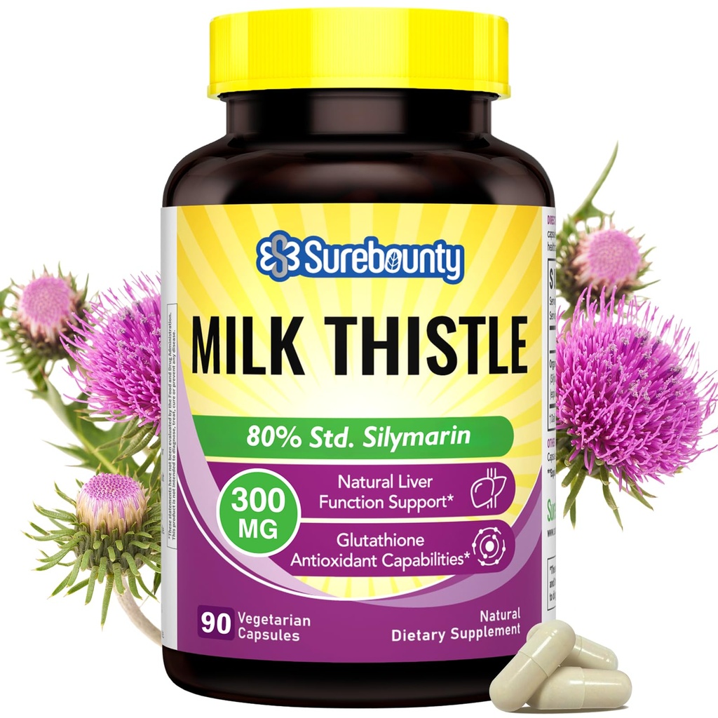 Milk Thistle, Concentrated Seed Extract, 80% Silymarin, Liver Support Cleanse Detox, Fatty Liver Supplements, Non-GMO, No Gluten & Soy, 90 Veggie Caps, 3 Month Supply