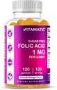 Vitamatic Follic Acid Gummies 1000 mcg (1 mg) - μια απαραίτητη προγεννητικές βιταμίνες για τη μαμά & το μωρό - βιταμίνη Β9-120 Vegan Gummies (1)