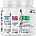 Youth & Tonic Complete Multi-Organ Detox Support – 15 Day Colon Cleanser & Gut Detox, Kidney Cleanse, Water Balance & Liver Health, 90 Pills for Women and Men