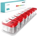 Daviky Extra Large Pill Organizer 2 φορές την ημέρα, Am Pm Pill Organizer 7 ημέρα, Pill Box 7 ημέρα για να κρατήσει καθημερινή ιατρική Βιταμίνη και συμπληρώματα για Γηραιούς, Αρθρικούς ασθενείς και παιδιά (κόκκινο)