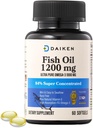DAIKEN Mini Fish Oil 1200 mg, rTG Omega 3 1000mg, 60 Softgels, Υψηλή Απορρόφηση & Άψογο ιχθυέλαιο για Υγιή Καρδιά, Εγκέφαλο και Ξηρά Μάτια Υποστήριξη