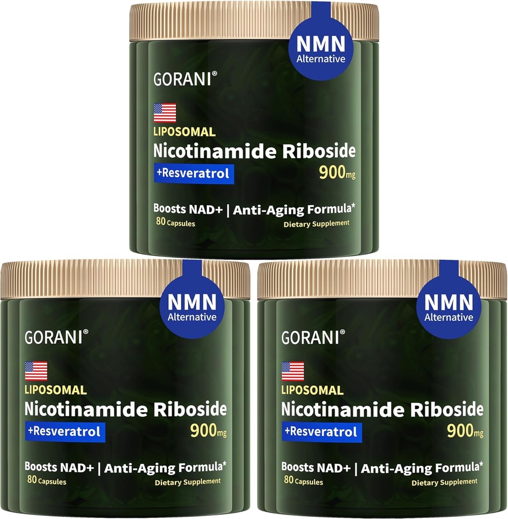 Gorani NAD+ Supplement 900MG, Nicotinamide Riboside, Liposomal Resveratrol, Quercetin (3)