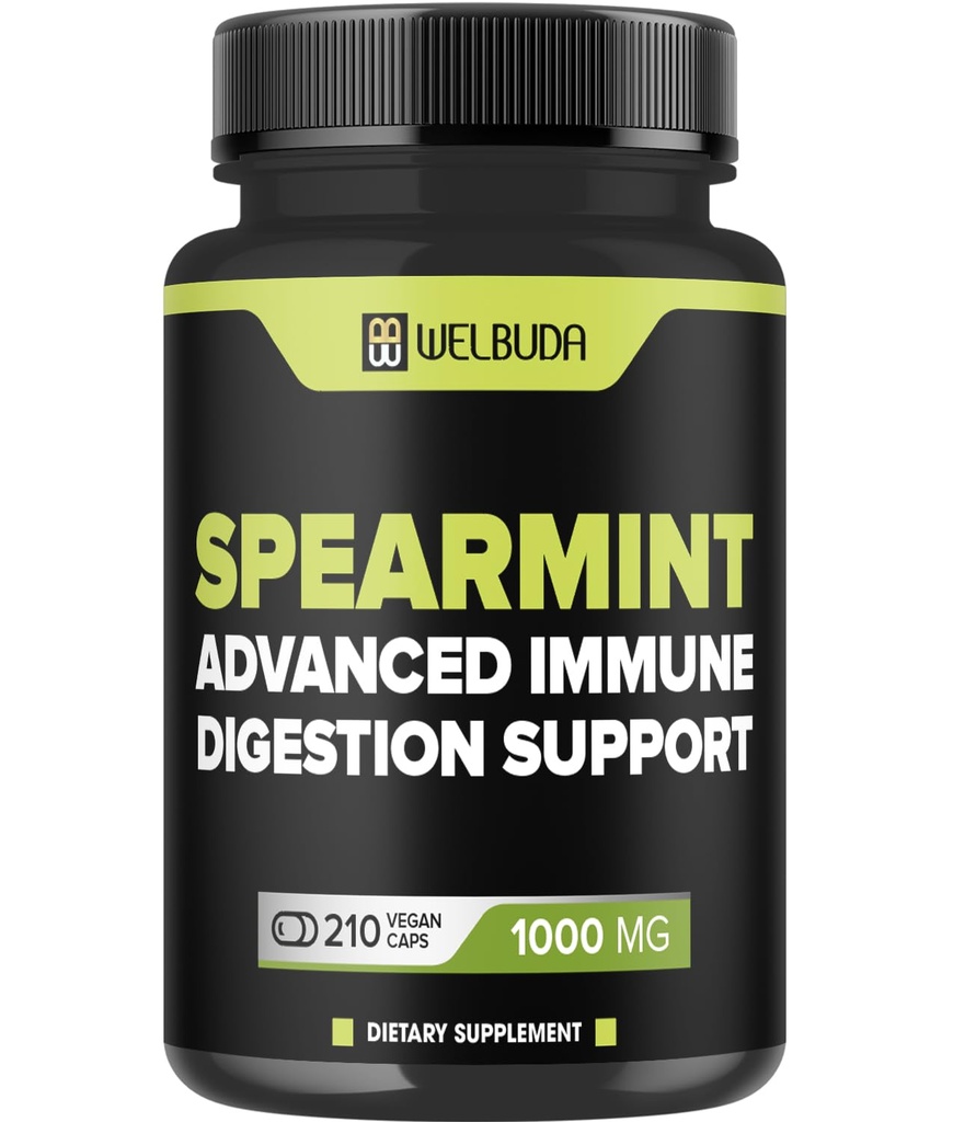 210 κάψουλες - Συμπλήρωμα Spearmint με Olive Leaf, Ginger Root, Black Pepper & More - Συνδυασμένη Φόρμουλα για Digestion Υγεία, Αναπνευστική Υγεία, Ανοσία & Θετική Υποστήριξη