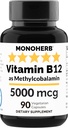 MONOHERB Βιταμίνη B12 Methylcobalamin 5000 mcg - 90 κάψουλες χορτοφάγων - B12 Methyl