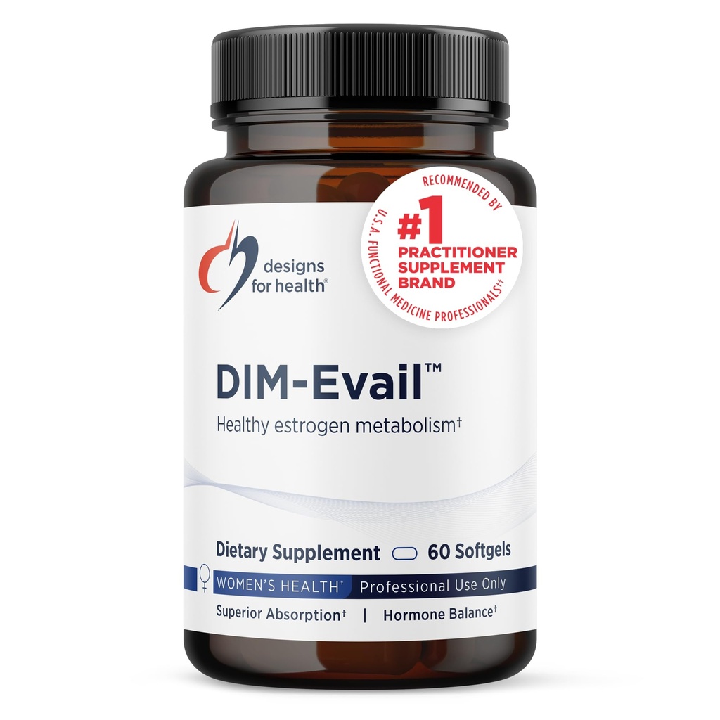 Designs for Health DIM-Evail - 100mg Diindolylmethane Supplement - Enhanced Abvortion Technology DIM Supplement - Μπορεί να υποστηρίξει υγιή οιστρογόνο Μεταβολισμός - Χωρίς γλουτένη + μη ΓΤΟ (60 Softgels)