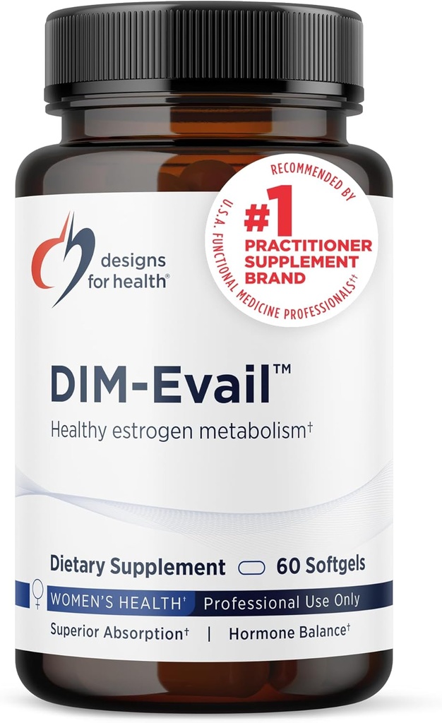 Designs for Health DIM-Evail - 100mg Diindolylmethane Supplement - Enhanced Abvortion Technology DIM Supplement - Μπορεί να υποστηρίξει υγιή οιστρογόνο Μεταβολισμός - Χωρίς γλουτένη + μη ΓΤΟ (60 Softgels)