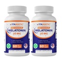 Vitamatic 2-Pack High Potency Melatonin 20 mg – 60 Fast Dissolve Tablets Total Fast-Acting Sleep Support – Natural Berry Flavor | Vegetarian