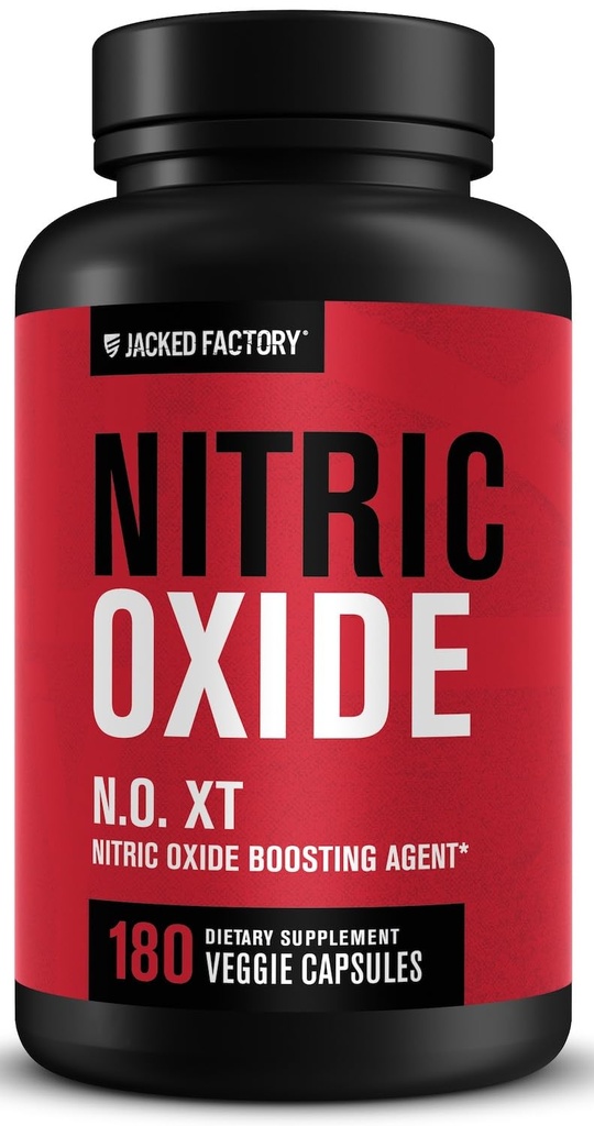 Jacked Factory N.O. XT Συμπληρώματα οξειδίου του αζώτου για τους άνδρες w/Nitrosigine L Arginine L Citrulline Συμπλήρωμα για τις αντλίες μυών & αγγειότητα - Προ προπόνηση Nitric Oxide Booster & Muscle Builder - 180 Caps
