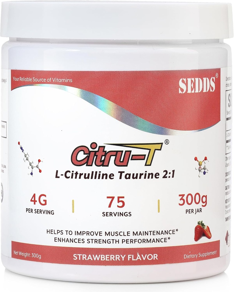 Φράουλα-Flavored L-Citrulline Ταυρίνη 2:1, L Κιτρουλίνη σκόνη, Unflaved Vegan Ταουρίνη σκόνη, πριν από την προπόνηση Sports Διατροφή για τους άνδρες και τις γυναίκες, 1 λίρα σκόνης κάθε δοχείο