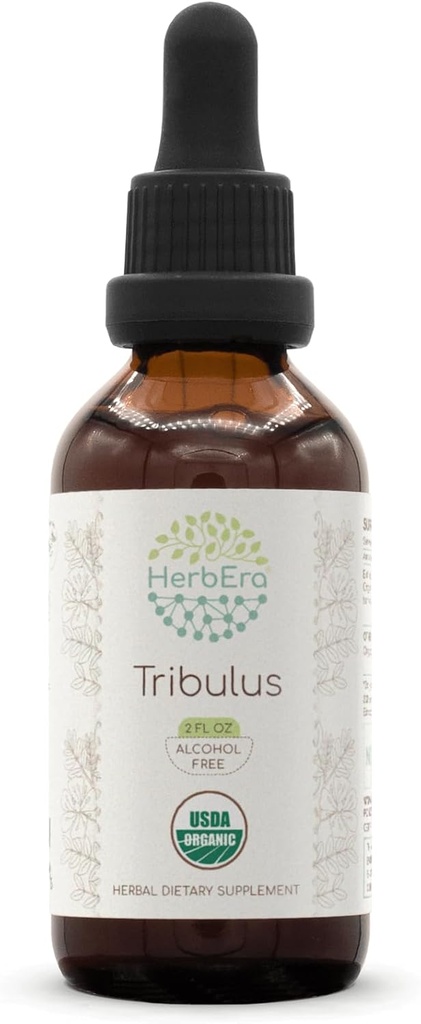 HerbEra Tribulus B60 Herbal-Free Βότανο εκχύλισμα Βάμμα, συμπυκνωμένο υγρό σταγόνες Φυσικό USDA Organic Tribulus (Tribulus Terrestris) Αποξηραμένα φρούτα (2 fl oz)