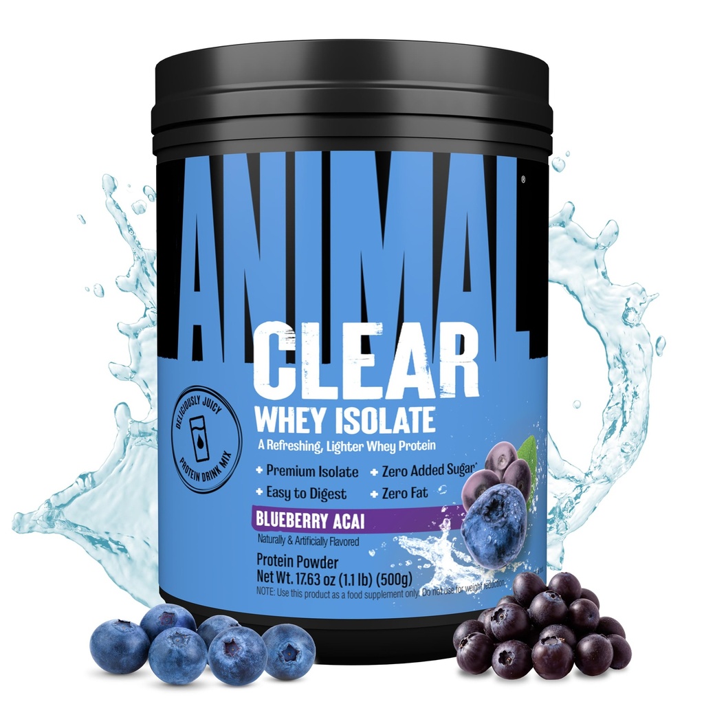Clear Whey Isolate Protein Powder - Easy to Digest and Mix, 5g BCAA, Deliciously Juicy, Αναζωογόνηση ανά πάσα στιγμή Ποτό για άνδρες και γυναίκες, Blueberry Acai 500g (20 υπηρεσίες)