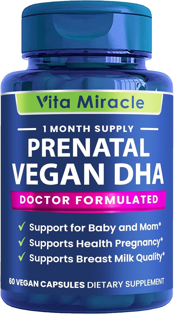 Προγεννητικά συμπληρώματα DHA - Vegan 800mg DHA DPA Plant based Omega 3 - Best for optimal mom and baby Health - Υποστηρίζει Baby Brain and Eye Development Προγεννητική για τις γυναίκες Όχι ιχθυέλαιο