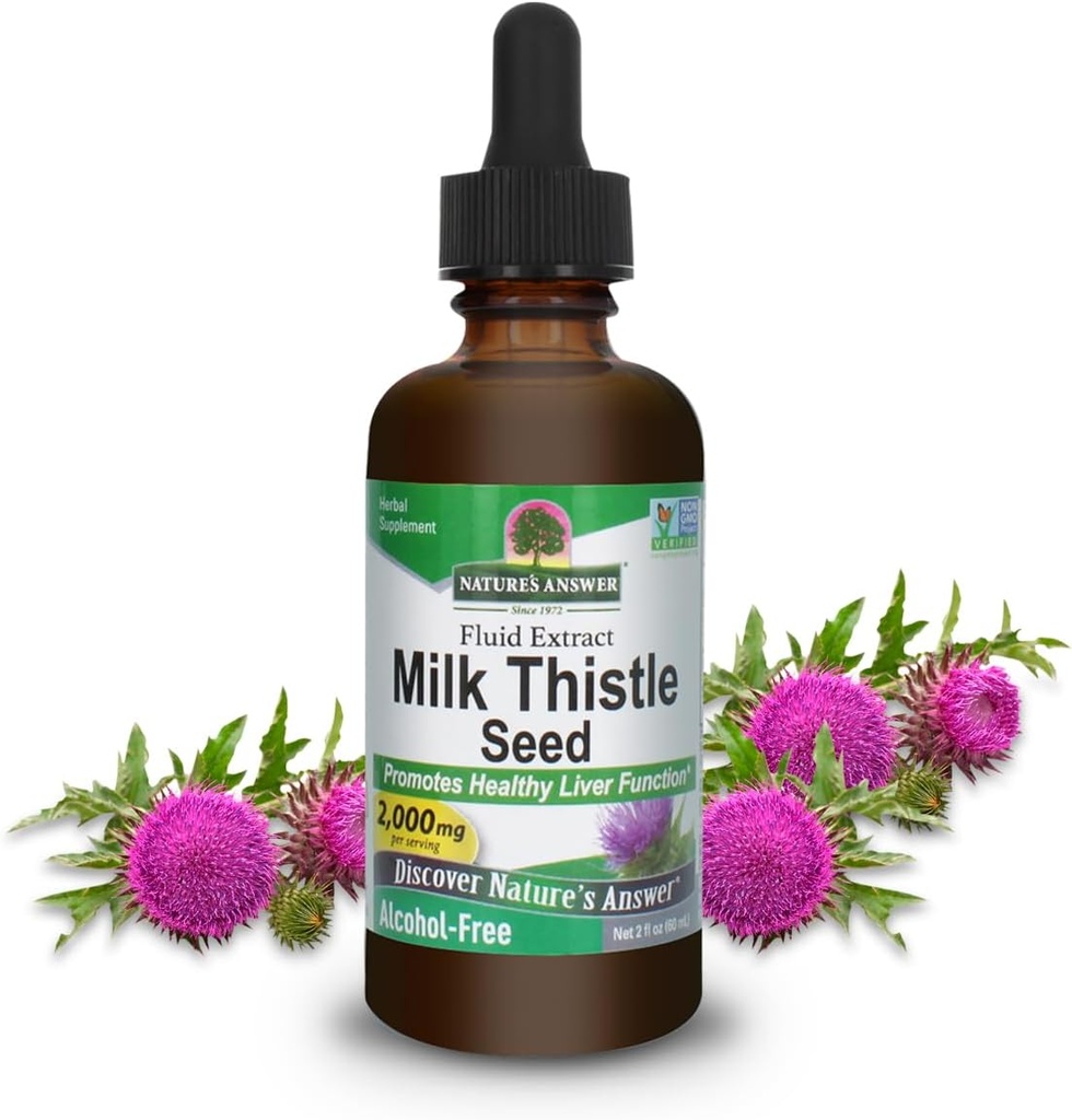 Nature's Reply Milk Thistle 2 Ounce Extract - Χωρίς αλκοόλ, μη ΓΤΟ, συμπλήρωμα στήριξης ήπατος για όλους - Liver Detox, Made in USA
