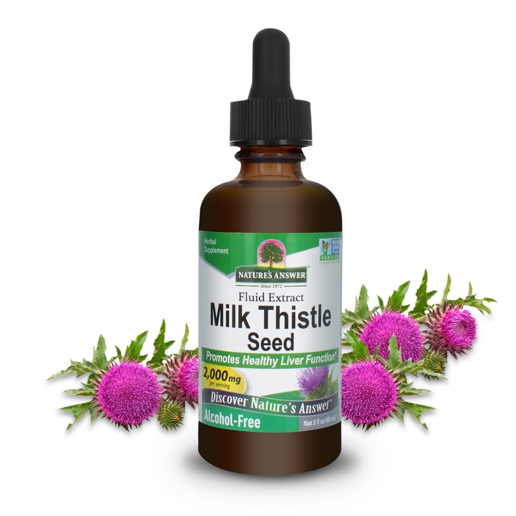 Nature's Reswer Milk Thistle 2 Ounce Extract - Χωρίς αλκοόλ, μη ΓΤΟ, συμπλήρωμα στήριξης ήπατος για όλους - Liver Detox, Made in USA