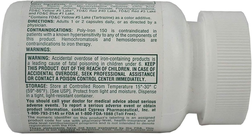 Πολύ Iron 150 Κάψουλες Σύγκριση με Niferex 150, 100 ea