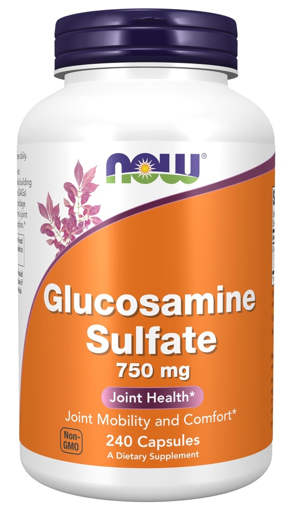NOW Συμπληρώματα Τροφίμων, Γλυκοσαμίνη Sulfate 750 mg, με UL Dietary Supplement Certification, 240 Veg Κάψουλες