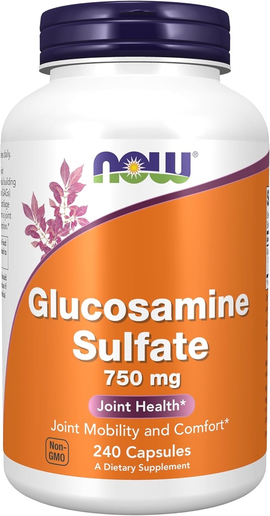 NOW Συμπληρώματα Τροφίμων, Γλυκοσαμίνη Sulfate 750 mg, με UL Dietary Supplement Certification, 240 Veg Κάψουλες