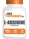 BulkSupplements.com Κάψουλες L-αργινίνης - Συμπλήρωμα Αργινίνης, Συμπλήρωμα Νιτρικού Οξειδίου - Χωρίς γλουτένη, 8 κάψουλες ανά υπηρεσία (5000mg), 240 Count (Pack of 1)