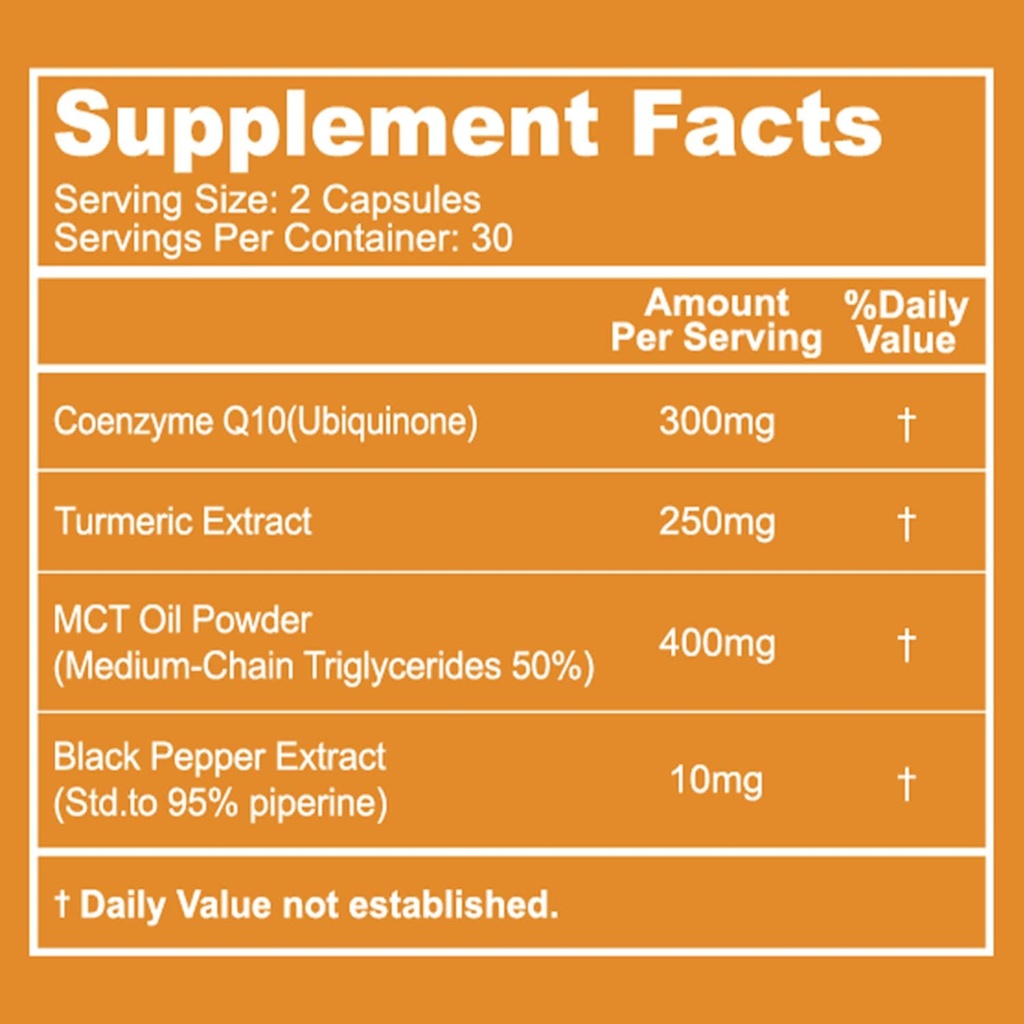 CoQ10 300mg κάψουλες, συμπλήρωμα Vegan για την παραγωγή ενέργειας, μη ΓΤΟ, Χωρίς γλουτένη - 60 κάψουλες λαχανικών