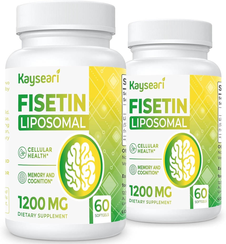 Fisetin 1200mg Liposomal Fisetin Συμπληρώματα 98% Pure Fisetin Polyphenols Αντιοξειδωτικά Ανοσία Υγεία Γήρανση Γνωστική Υποστήριξη Μη ΓΤΟ 120 Κάψουλες