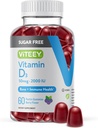 Viteey Vitamin D3 Gummies for Adults & Teens - 2,000 IU, 50mcg - Χωρίς ζάχαρη, οστά, αρθρώσεις και μύες Υγεία, Ανοσοποιητική ενίσχυση - χορτοφαγική, ζελατίνη Δωρεάν, GMO Δωρεάν - Νόστιμο Chewable Berry Γεύση Gummy