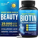 Biotin Keratin & Collagen Capsules - Made in USA - Natural Collagen, Keratin & Biotin for Hair Growth - Biotin & Collagen Vitamins with Multi Collagen Peptides for Hair Loss, Skin & Nails - 60 Caps
