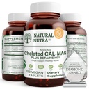 Natural Nutra Chelated Calcium Magnesium 1000/ 500 mg Συμπληρώματα Plus Betaine HCL - Chelated Cal Mag Βελτιώνει την Πυκνότητα των οστών, Υποστηρίζει τους μυς, τα δόντια, την καρδιαγγειακή & νευρική υγεία, 250 Vegan δισκία