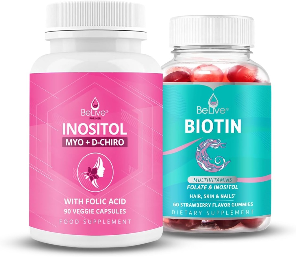 BeLive Womens Αγαπημένη Ινοσιτόλη+Βιοτίνη για υγιή δέρμα μαλλιών και νύχια και ορμονική υγεία