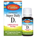 Carlson - SuperDaily D3, σταγόνες βιταμίνης D, 2.000 IU ανά Σταγόνα, 1-Ετος Προμήθεια, βιταμίνη D3 Υγρή, Καρδιά & Ανοσοποιητική Υγεία, Χορτοφαγική, Υγρή βιταμίνη D Σταγόνες, Άγευστη, 365 σταγόνες