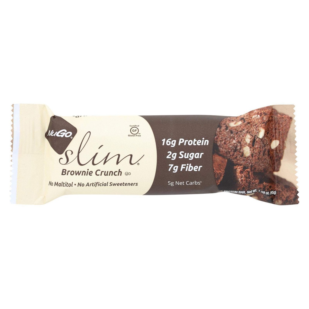 NuGo Nutrition - Slim Bar Brownie Crunch - 1,59 oz (πακέτο των 12)