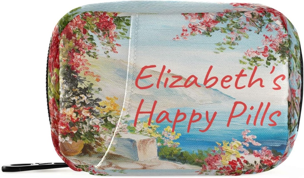 Custom Pill Box 7 Day Pill Υπόθεση Τσάντα Ελαιογραφία Θαλάσσια Λουλούδια Εξατομικευμένη Όνομα Τσάντα Organizer Ταξιδιών Χάπια με Zipper Φορητή Εβδομαδιαία περίπτωση Συμπαγές μέγεθος για τον κάτοχο συμπλήρωμα βιταμίνης