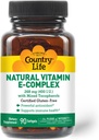 Country Life Vitamin E-Complex 400 IU – Natural Mixed Tocopherols – Antioxidant & Immune Support – Promotes Skin Health & Fights Oxidative Stress – Certified Gluten-Free – 90 Softgels