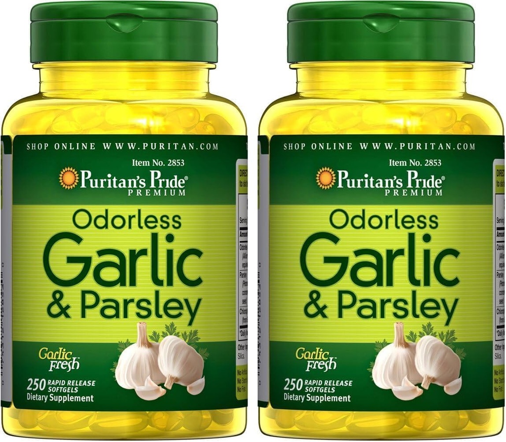 Puritan's Pride Odorless σκόρδο & μαϊντανός 500 Mg / 100 Mg, 250 Count (πακέτο του 2)