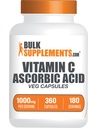 BulkSupplements.com Κάψουλες Ασκορβικού Οξέως - Ασκορβικό Οξύ Βιταμίνη C 1000mg, Συμπλήρωμα Βιταμίνης C - Vegan & Gluten Free, 2 κάψουλες ανά υπηρεσία, 360 Count (Pack of 1)