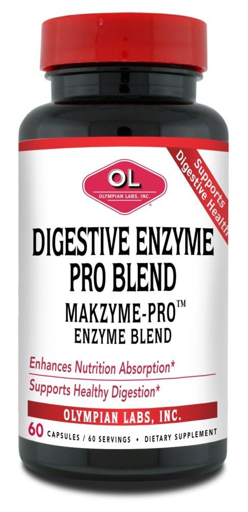 Olympian Labs Digestive Makzyme-Pro Enzymes, 60 Κάψουλες, Διαλύει Πρωτεΐνη, Καρβίδια, Λίπη, Λάδι & Γάλα, 60 Μερίδες