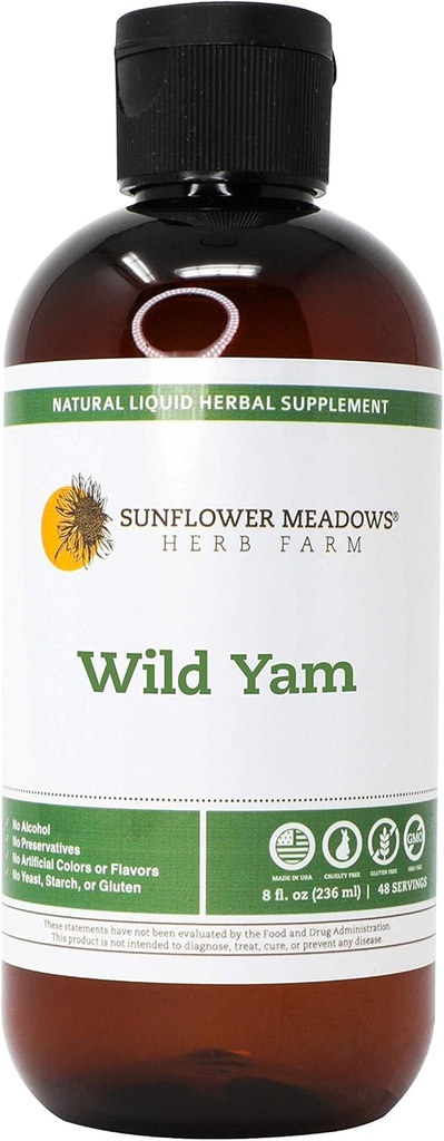 Υγρό συμπλήρωμα βοτάνων Wild Yam - 8oz-χωρίς αλκοόλ, μη GMO, κατασκευασμένο με οργανικά συστατικά