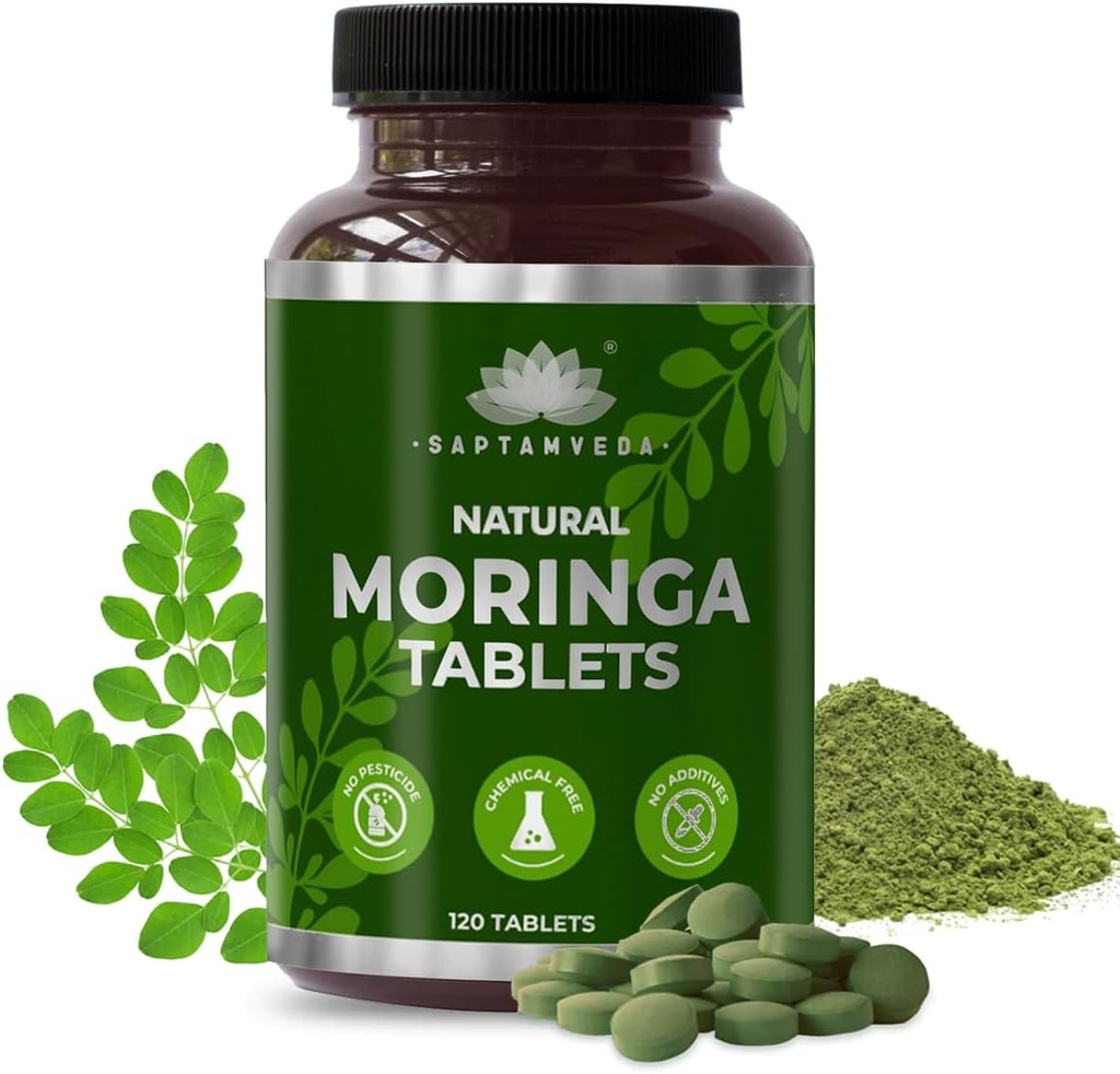 SAPTAMBEDA Natural Moringa Tablets, Drumstick Leaf Tablets (120 Tablets) - 500mg Κάθε 