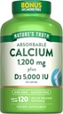 Nature's Truth Absorbable Calcium 1200 mg with Vitamin D3 5000 IU | 120 Softgels | Calcium Carbonate | Non-GMO & Gluten Free Supplement
