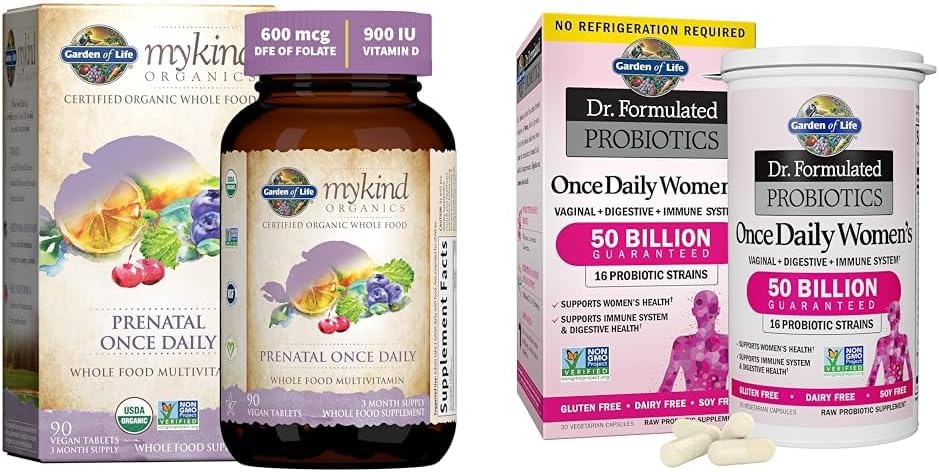 Garden of Life Organics Προγεννητική Βιταμίνη: Φολικό για την Ενέργεια & Υγιεινή εμβρυϊκή ανάπτυξη &, Dr. Formulated Γυναικεία Προβιοτικά Μια φορά την ημέρα, 16 Strains, 50 δισεκατομμύρια, 30 κάψουλες