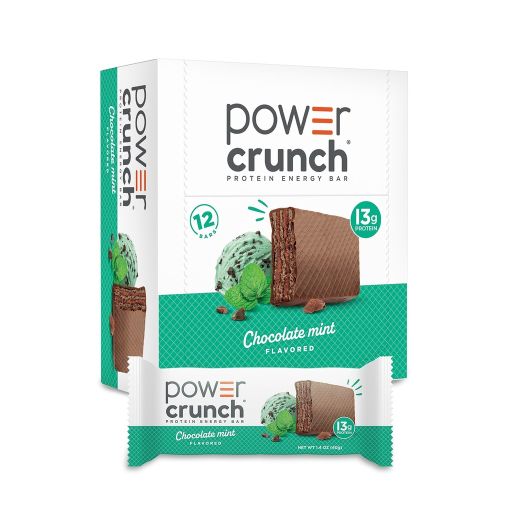 Power Crunch Protein Wafer Bars, Υψηλής πρωτεΐνης σνακ με νοστιμότατο γούστο, Μέντα σοκολάτας, 1.4 Ουγγιά (12 κόμης)