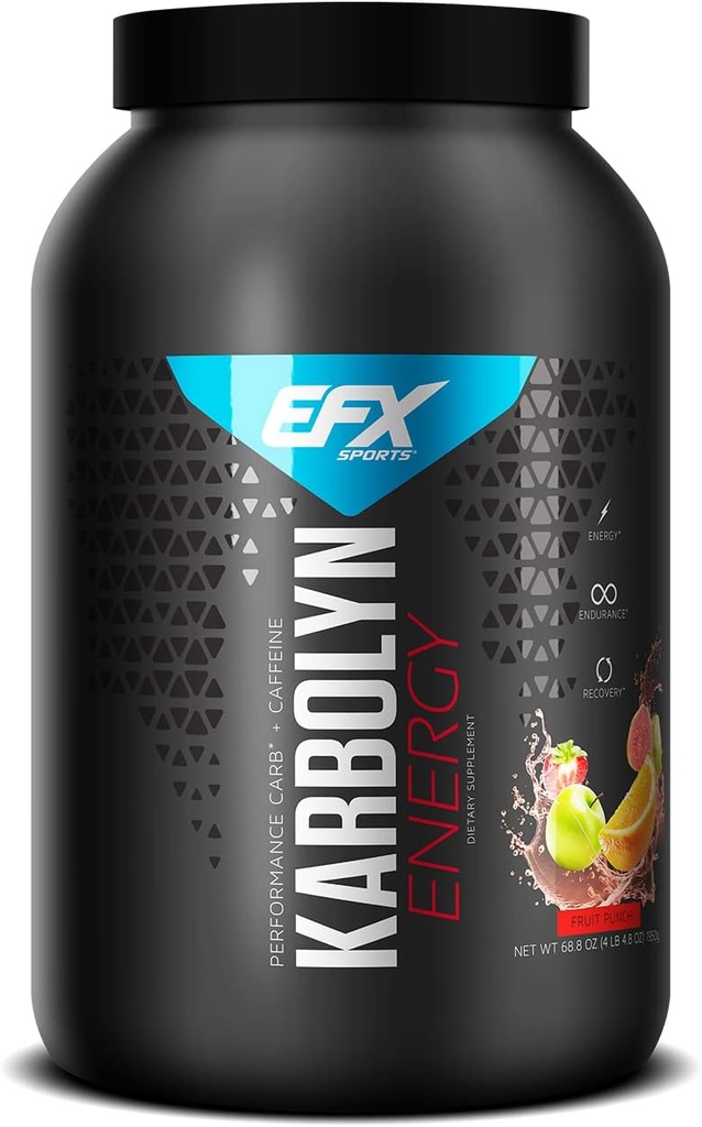 EFX Sports Karbolyn Energy | Performance Carbohydrate Powder + Caffeine | Carb Load & Energize | 250mg Caffeine | Sugar Free | 36 Servings (Fruit Punch)