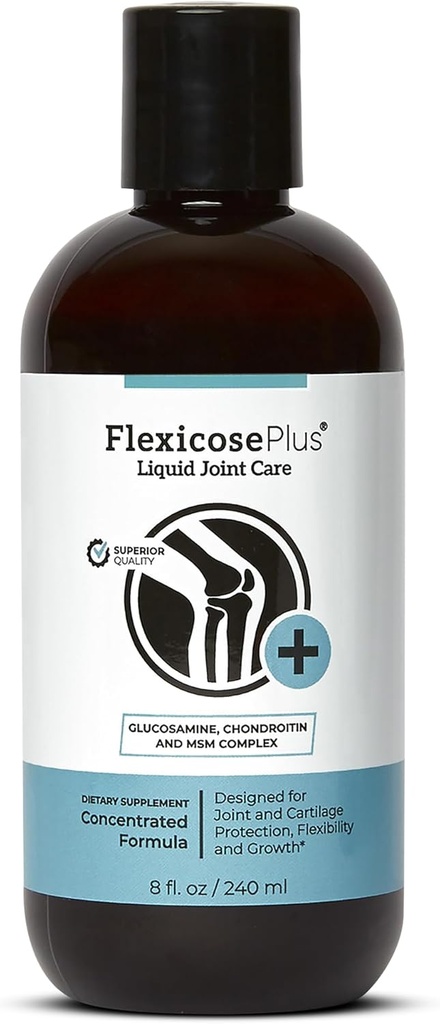 Flexicose Plus - Liquid Joint Care - 8 fl oz - Advanced Joint Supplement με Γλυκοσαμίνη, Χονδροϊτίνη & MSM Complex Κοινή Φροντίδα για Άνδρες και Γυναίκες