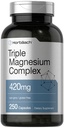 Horbäach Triple Magnesium Complex | 420 mg | 250 Capsules | Non-GMO and Gluten Free Formula | Magnesium Oxide, Citrate, and Aspartate Dietary Supplement
