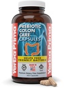 Yerba Prima Prebiotic Colon Care Caps, 400 Caps - Five Forms of Fiber Plus FOS Pre-biotics - Συμπλήρωμα Διατροφής - Υγιεινή Διαλυτή & Αδιάλυτη Ίνες για την Κανονικότητα & Πειθαρχία Υποστήριξη