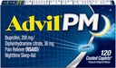 Advil PM (120 Count) Πόνος Reliever/Nighttime Sleep Aid Coated Caplet, 200mg Ibuprofen, 38mg Διφαινυδραμίνη (Pack of 2)