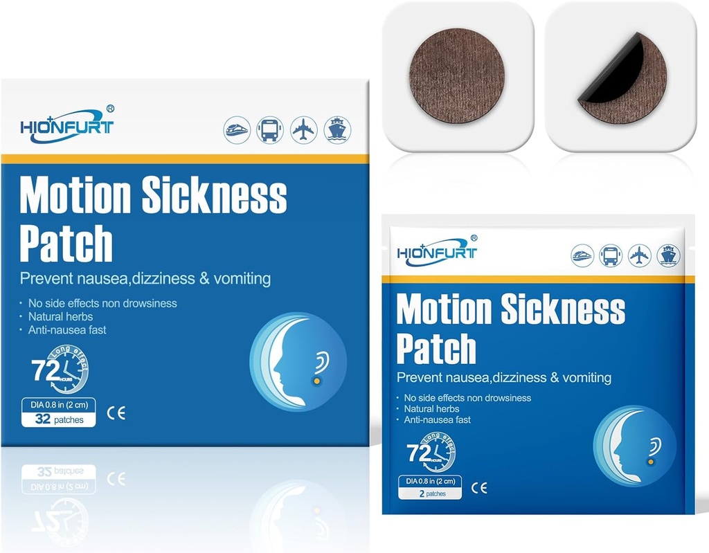 32ct Motion Sickness Patches – Sea Sickness Patches για Κρουαζιέρα, Αυτοκίνητο, Αεροπλάνο και Άλλα Ταξίδια – Μη Νυσταγμένη, Αποτελεσματική, Διαρκεί 72 ώρες