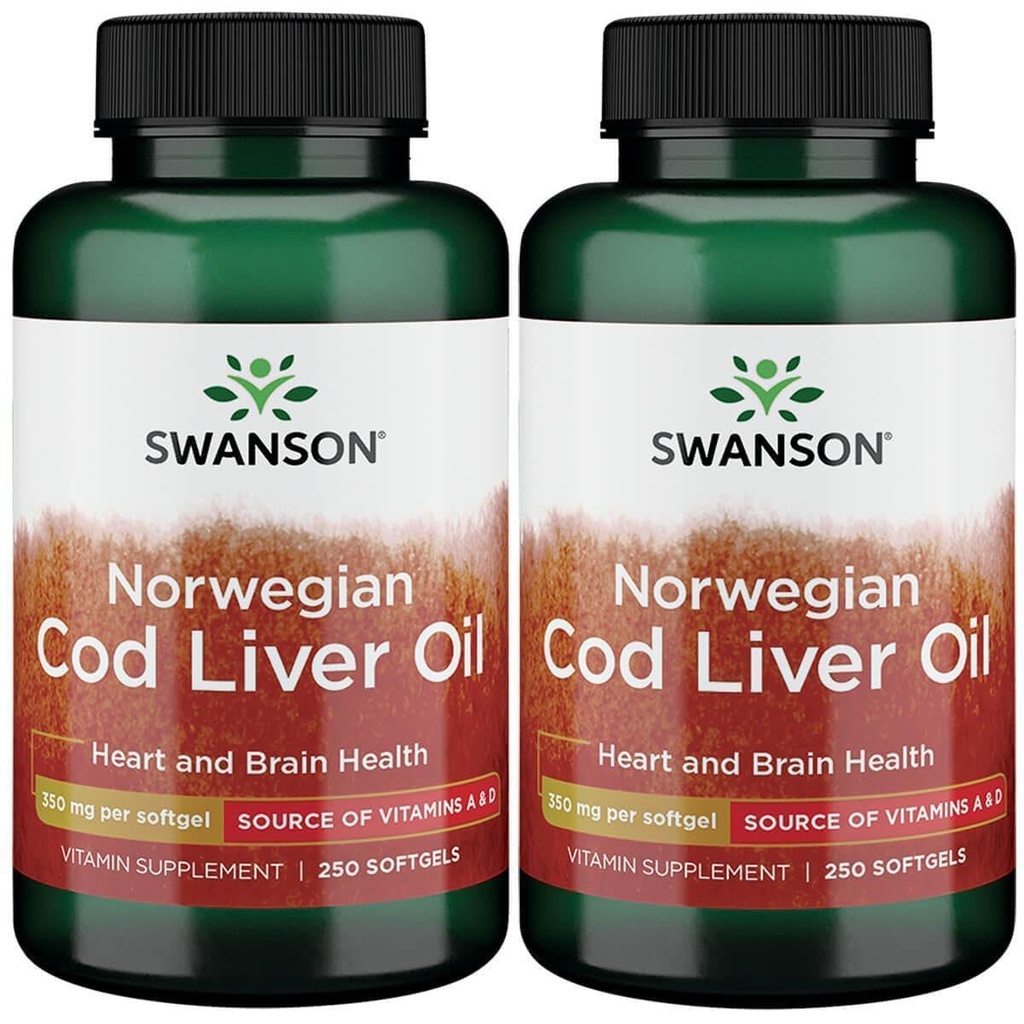 Swanson Cod Liver Oil 1250 Iu A/135 Iu D 250 Sgels (2 Συσκευασία)