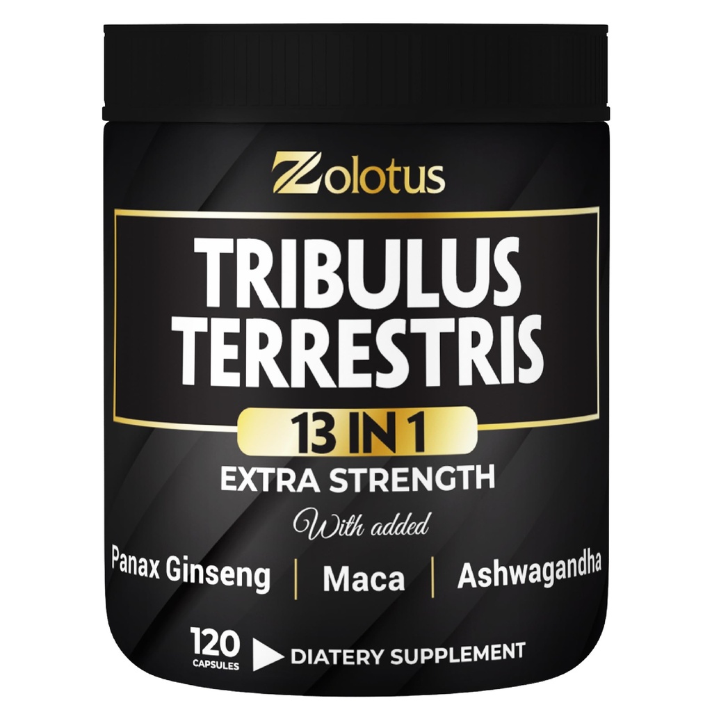 Zolotus 13in1 Tribulus Terrestris Κάψουλες με Maca, Horny Goat Weed, Panax Ginseng, Saw Palmetto, Tongkat Ali, Shilajit & More - Ενέργεια, Stamina συμπλήρωμα για άνδρες & γυναίκες - 120 κόμητες