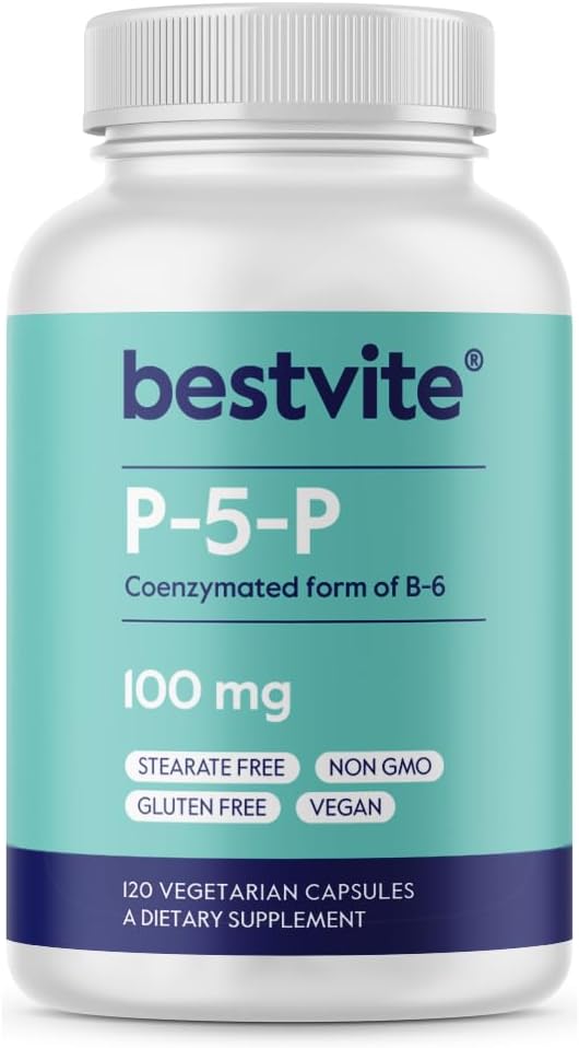 BESTVITE P-5-P 100mg (120 κάψουλες χορτοφαγικής) (CoEnzymated Form of B-6) - Όχι στέαρ - Vegan - Μη ΓΤΟ - Χωρίς γλουτένη - Όχι διοξείδιο του πυριτίου - Όχι Ζελατίνη